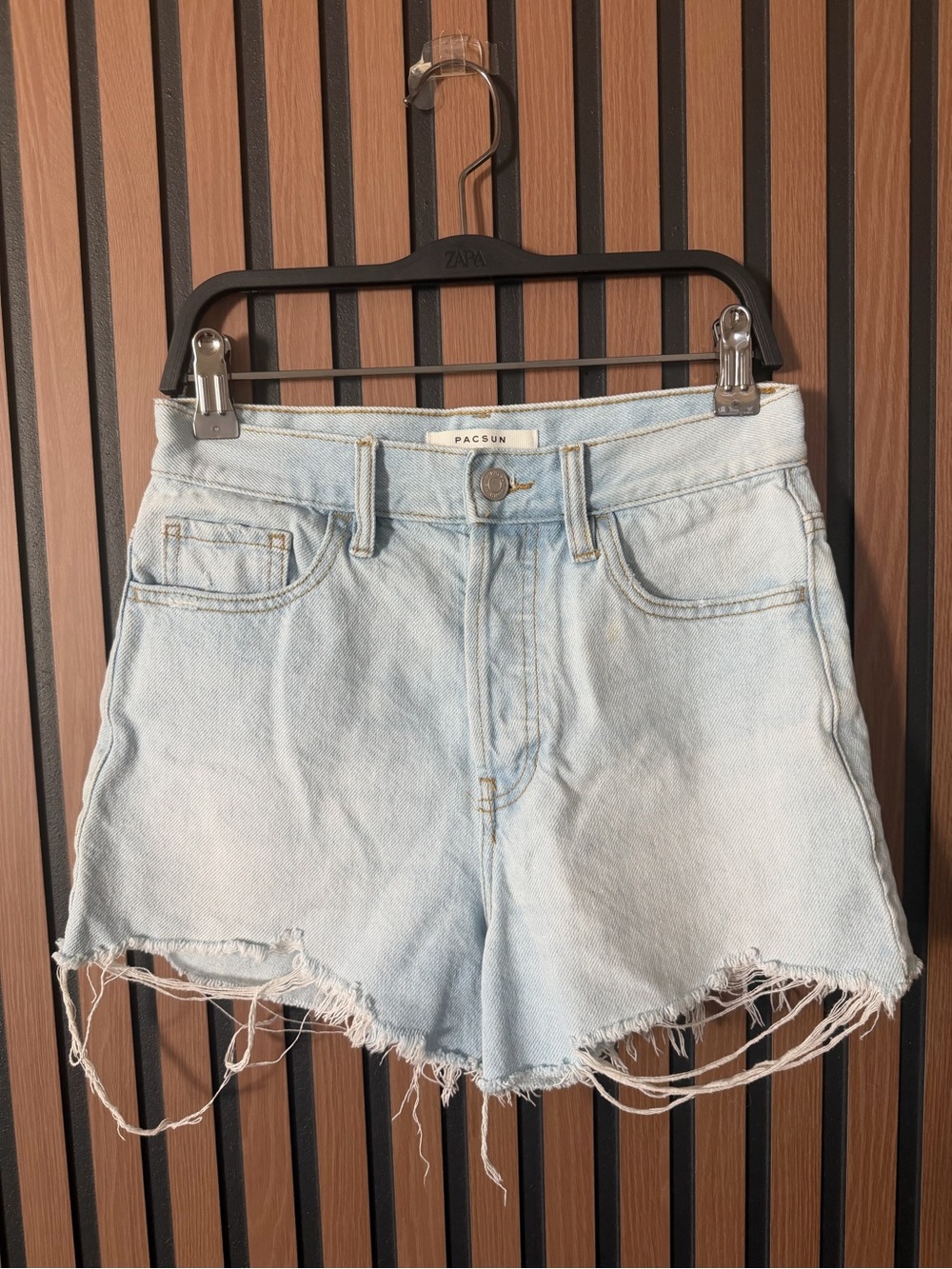 PacSun Light Blue High-Rise Distressed Denim Shorts